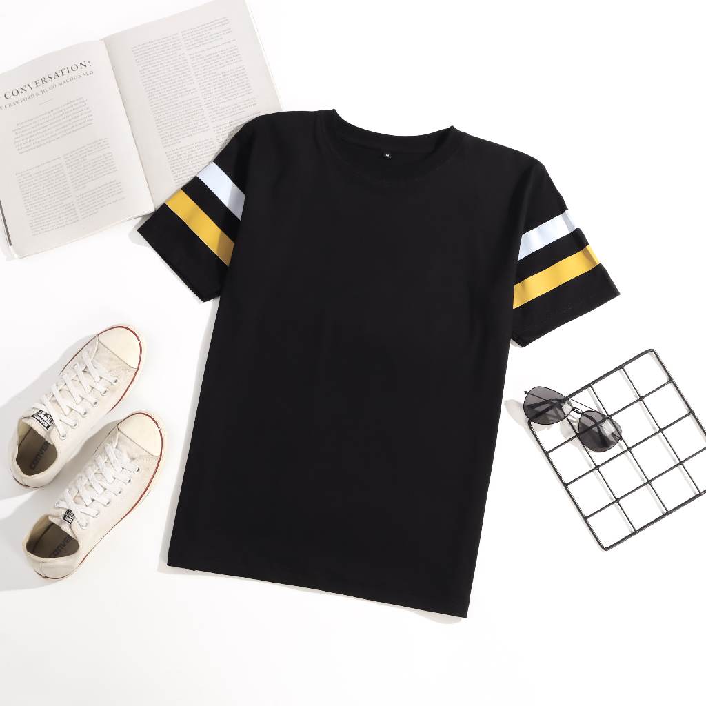 Brofash Baju Kaos Hitam Pria Terbaru 2024 Mewah Bahan Cotton Combed 24s/ Baju Kaos Pria Lengan Pende