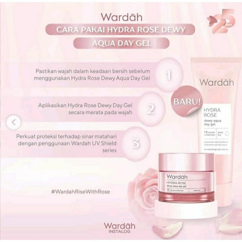 Wardah Hydra Rose Dewy aqua day Gel Moisturizer Rich Night Siang Malam 17ml Pelembab Wajah