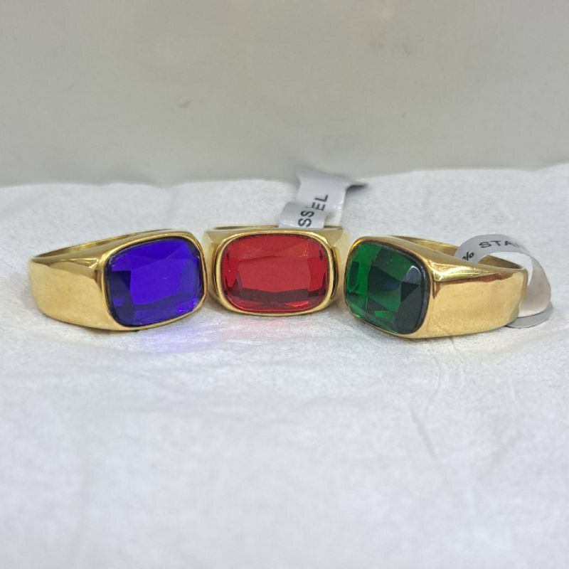 Cincin Titanium Asli Batu Akik Natural Merah Delima (52)