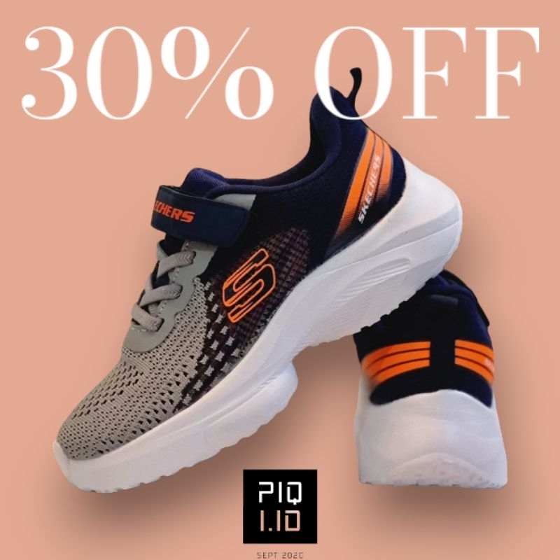 Sepatu Anak Skechers Kids Premium Abu Hitam Orange / Sepatu Anak laki-laki dan perempuan Skechers