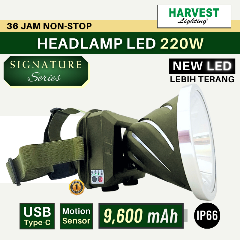 HARVEST LIGHTING Headlamp 220W SIGN Signature Series Senter Kepala LED Lampu Emergency Hunting Campi