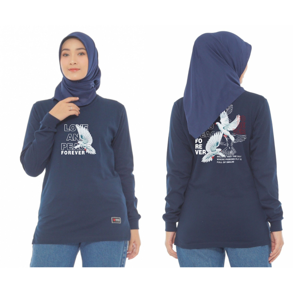 KAOS LENGAN PANJANG WANITA PRINT DEPAN BELAKANG MOTIF/ BAJU ATASAN WANITA LENGAN PANJANG KEKINIAN