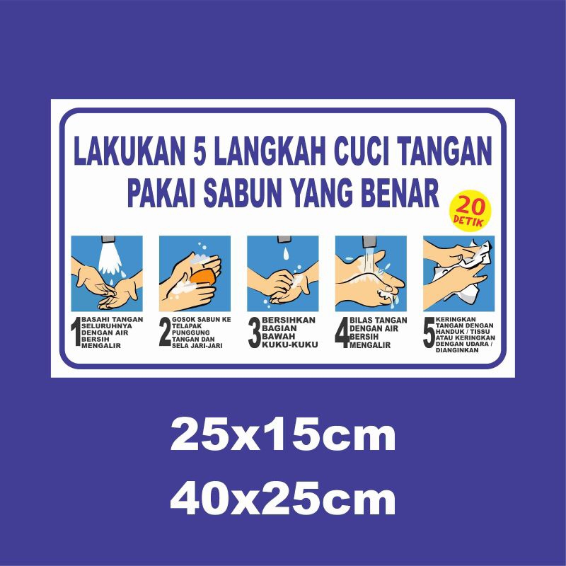 stiker Lakukan 5 Langkah Cuci tangan pake Sabun yang benar