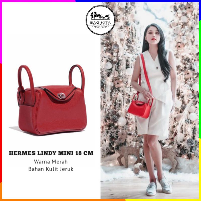 (Merah) Tas Selempang & Bahu 6622Hermes Lindy Mini Size 18Cm Premium