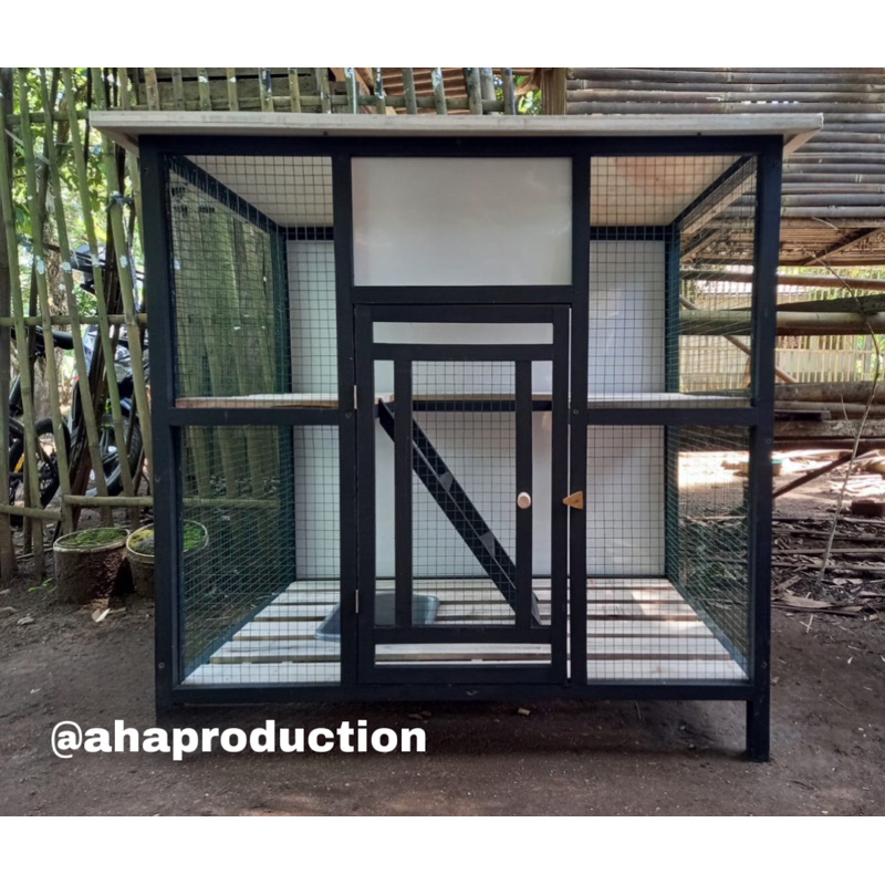 kandang kucing 2 tingkat rumah kucing indor/outdor