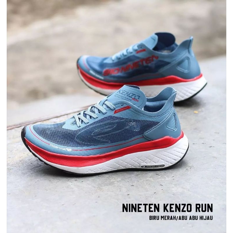 910 Nineten sepatu lari KENZO RUN - Biru/Merah/Putih, Sepatu Lari Running 910 Nineten Original
