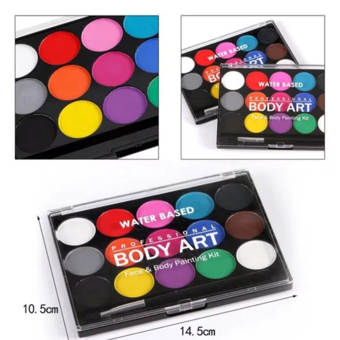 

Pasti Murah Body Art 15 Colour Set +2 Brush / Face Painting / Body