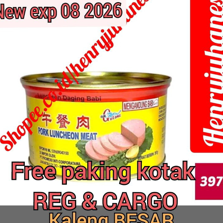 

ZHGC2179 Terlaku... 397 gram Gulong Canned Ham Pork Luncheon Meat / free pakiing kotak untuk reg dan cargo daging babi/ daging maling non halal