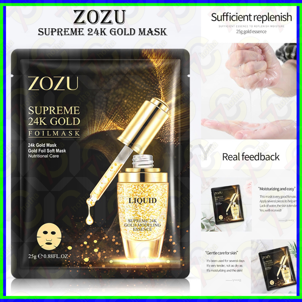 【7C】ZOZU Supreme 24K Gold Foil Sheet Mask Moisten Hyaluronic Masker Wajah Premium Original ZO001