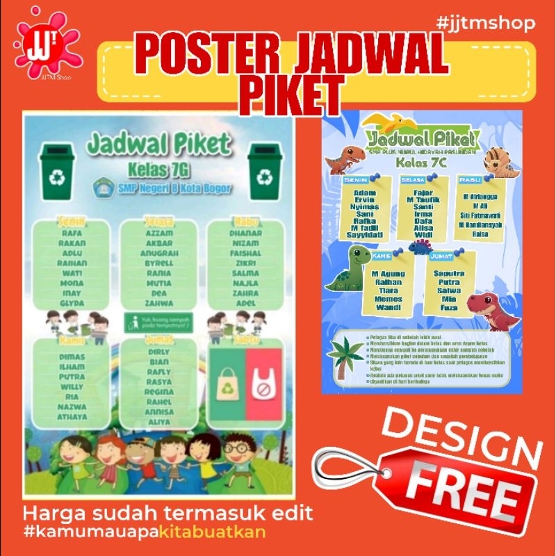Poster Jadwal Piket Design Semaumu | Custom