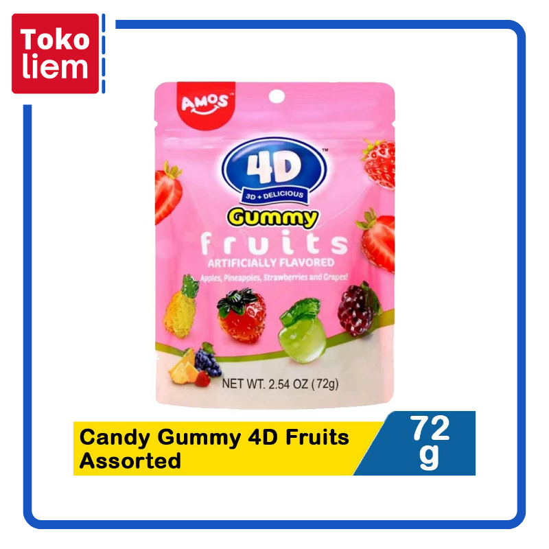 

Amos Candy Gummy 4D Fruits Assorted 72G