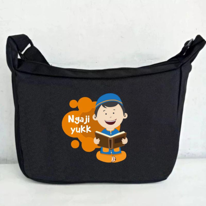 Tas Selempang Anak Laki-Laki Untuk Ngaji Alquran Iqro Motif Karakter Muslim