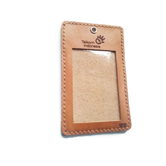 ☄️NEW✨ Name Tag Id Kulit Asli  Warna Tan - Logo Pegadaian (Tempat Id Card, Gantungan)