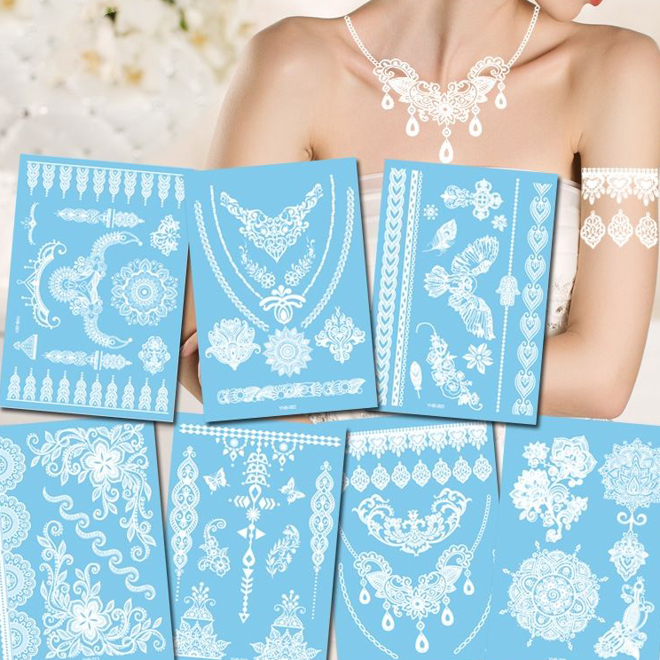 ➨➤✹✴ Henna tangan warna putih untuk pengantin wanita