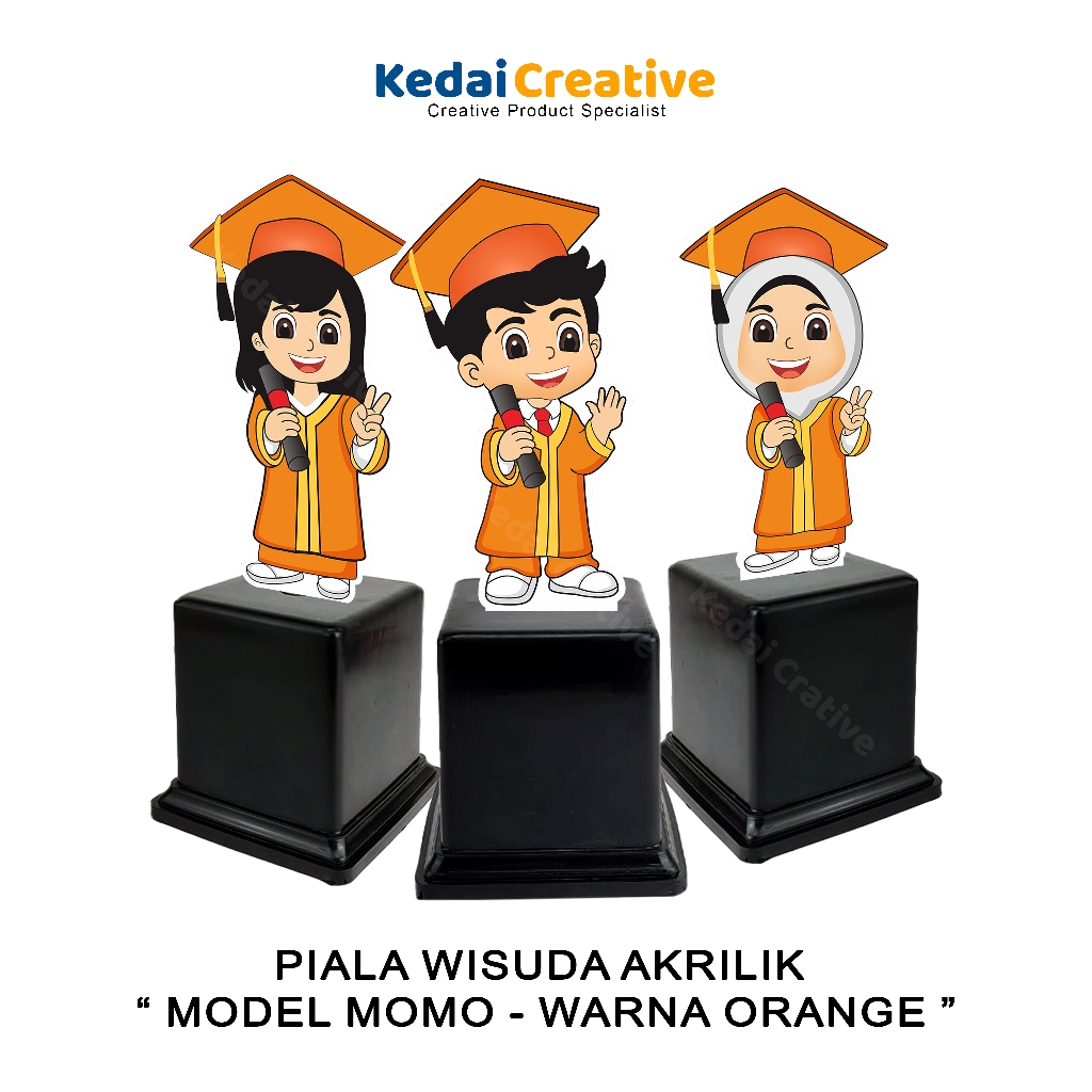 Plakat Piala Cinderamata Wisuda Akrilik Anak TK / PAUD Momo - Warna Orange