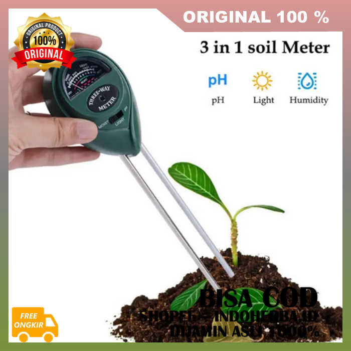 3in1 Soil Analyzer Moisture PH Light Meter Alat Ukur Kelembaban Tanah 3in1 Soil Meter ORIGINAL