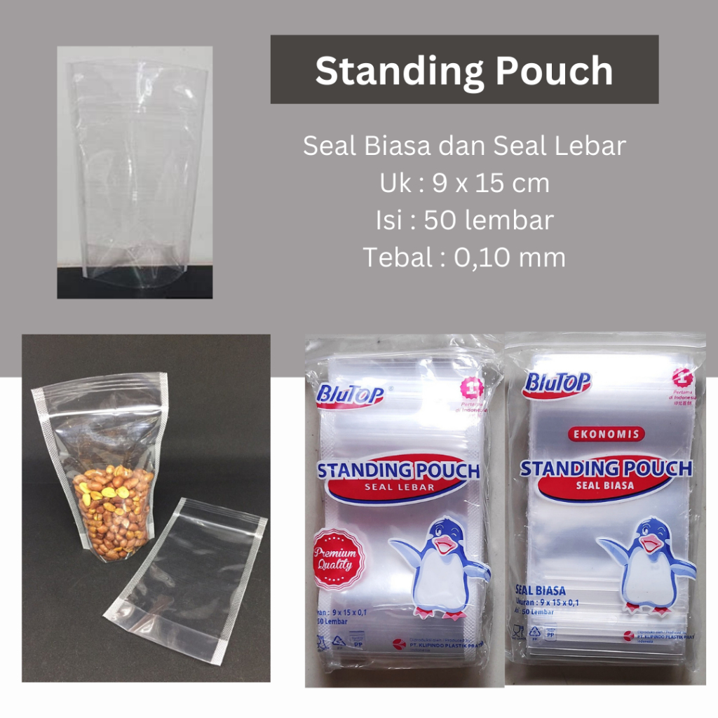Standing pouch  uk 9x15, Plastik klip berdiri, kantong klip berdiri, plastik zipper