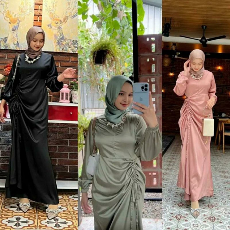 vanya dress gamis satin velvet elegant// numa dress gamis silk
