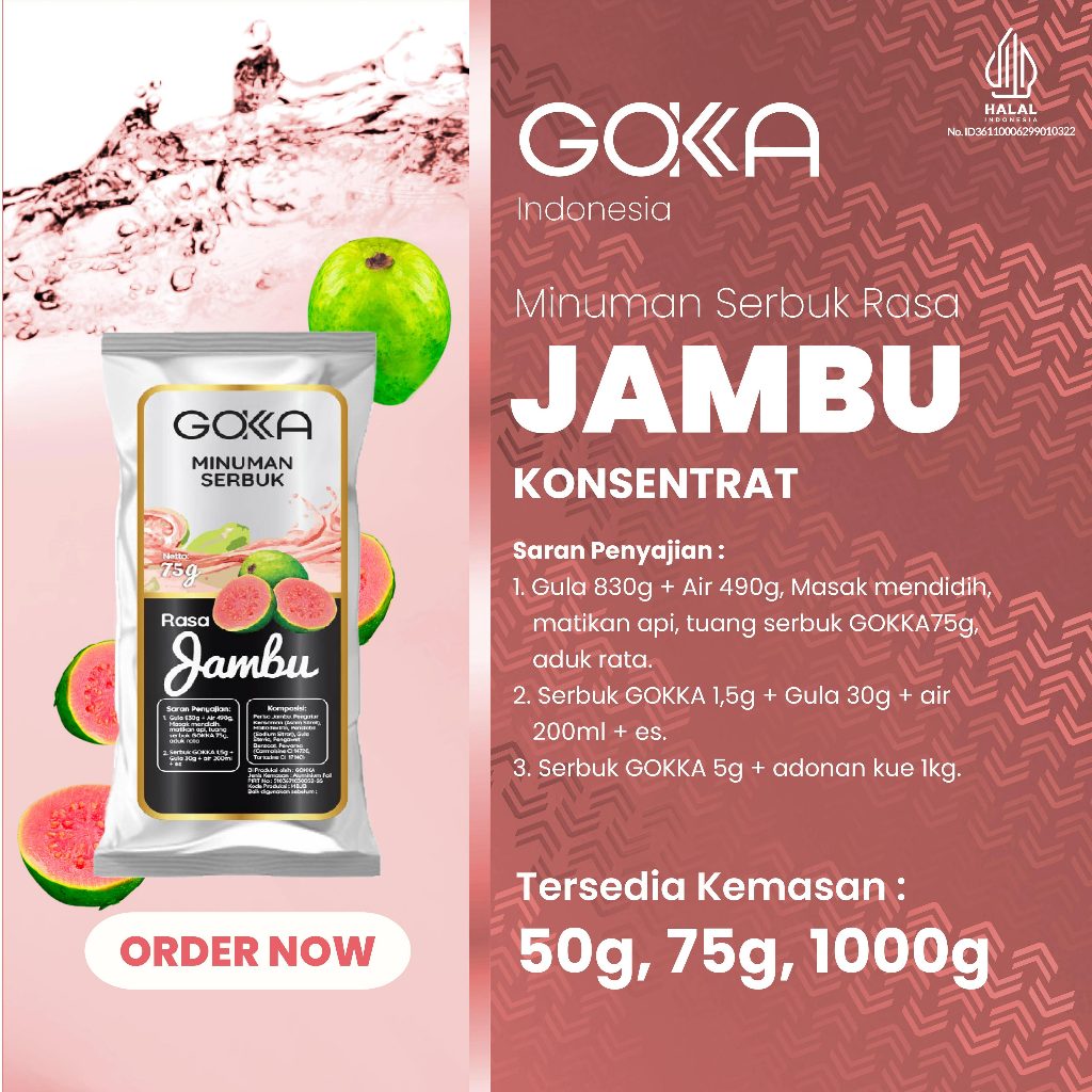 

Gokka Bubuk Minuman Kekinian / Powder Minuman Rasa Jambu Kemasan 50gr