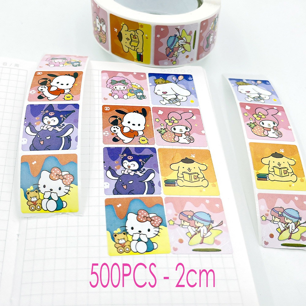 500 Pcs/Roll Sanrio Hadiah Stiker Lucu Sanrio Cinnamoroll Desain Kartun Diary Scrapbooking Stiker Festival Ulang Tahun Pesta Hadiah