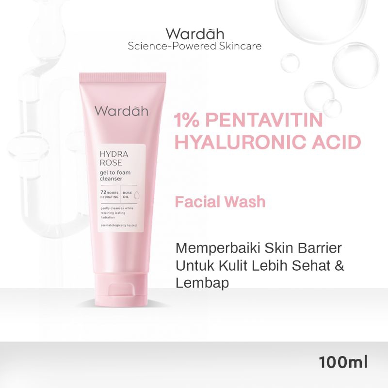 Wardah Hydra Rose Gel-to-Foam Cleanser 100 ml | Wardah Hydra Rose Facial Wash | Wardah Hydra Rose Fa