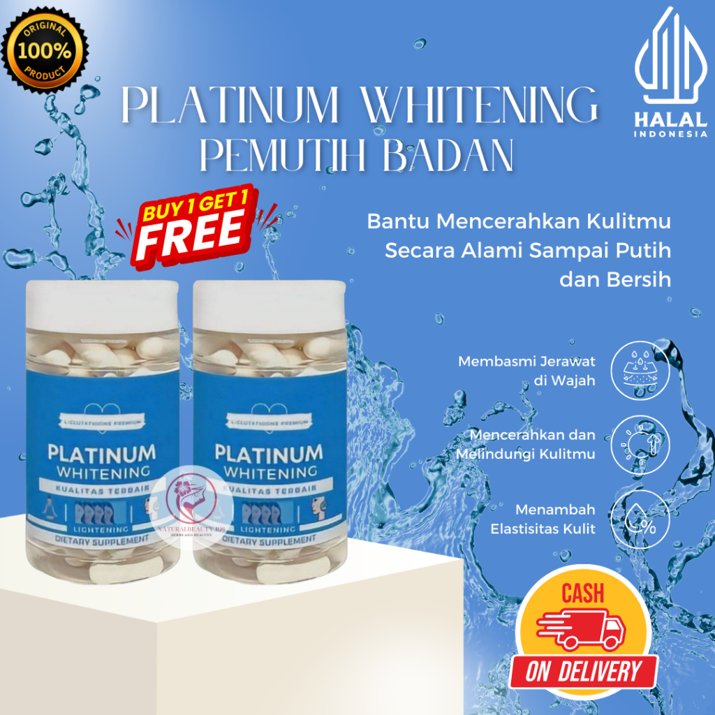 Platinum Whitening Pemutih Badan Glutathione Collagen Kapsul Pemutih Wajah dan Kulit Infus Whitening