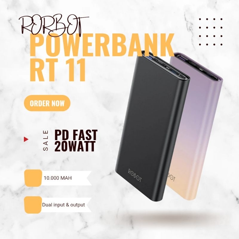 Powerbank ROBOT RT11 PD fast charging 20watt