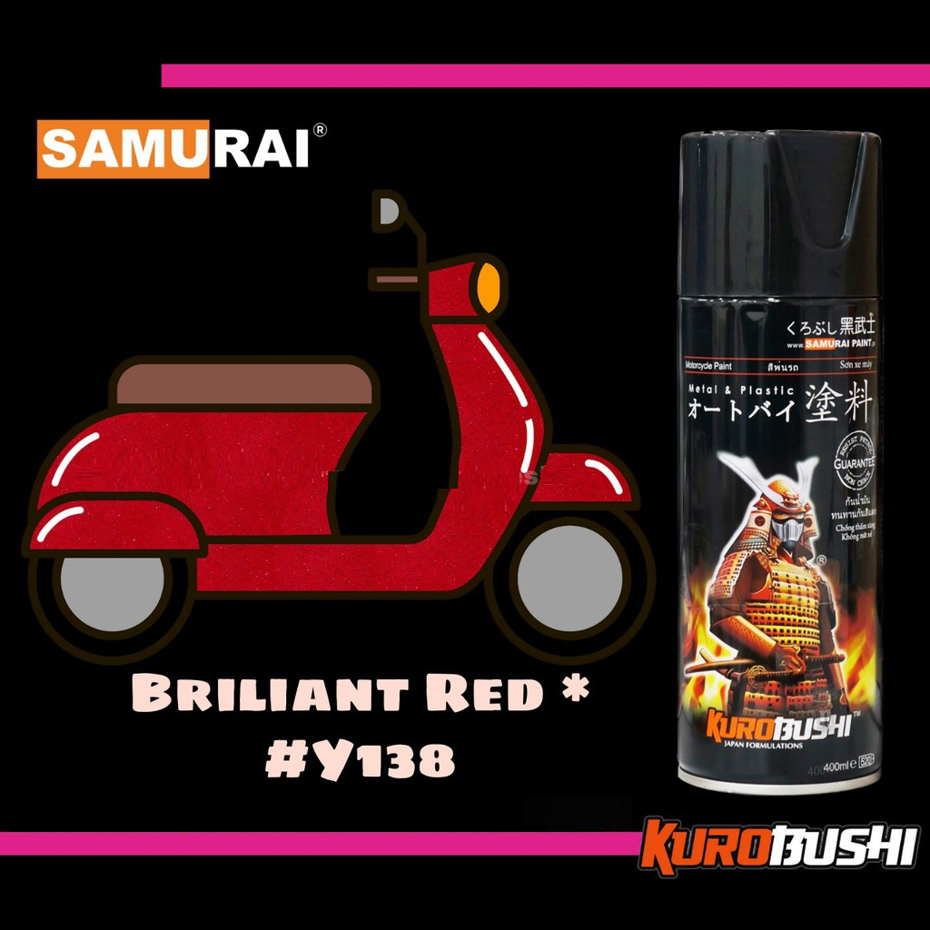 Samurai Paint Brilliant Red Yamaha #Y138 Cat Aerosol Kualitas Kompresor merah candy red candy