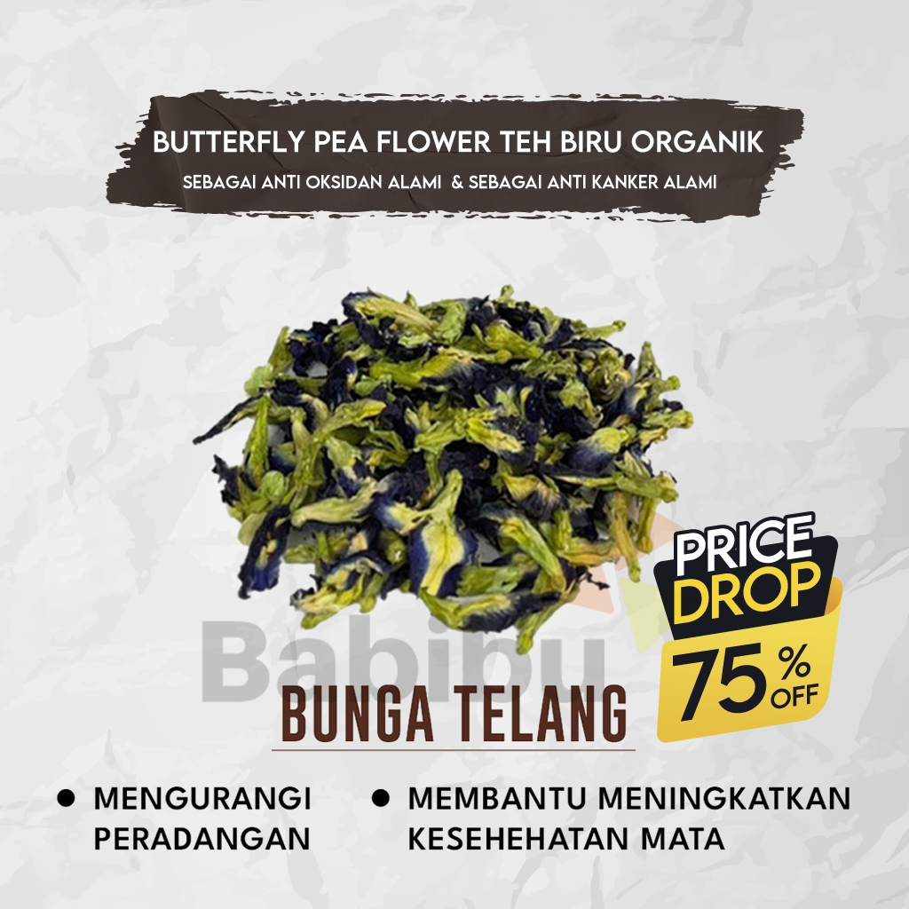 

Bunga Telang Kering Premium / Butterfly Pea Flower Teh Biru Organik / Teh Telang Kering Premium / Sebagai anti kanker alami