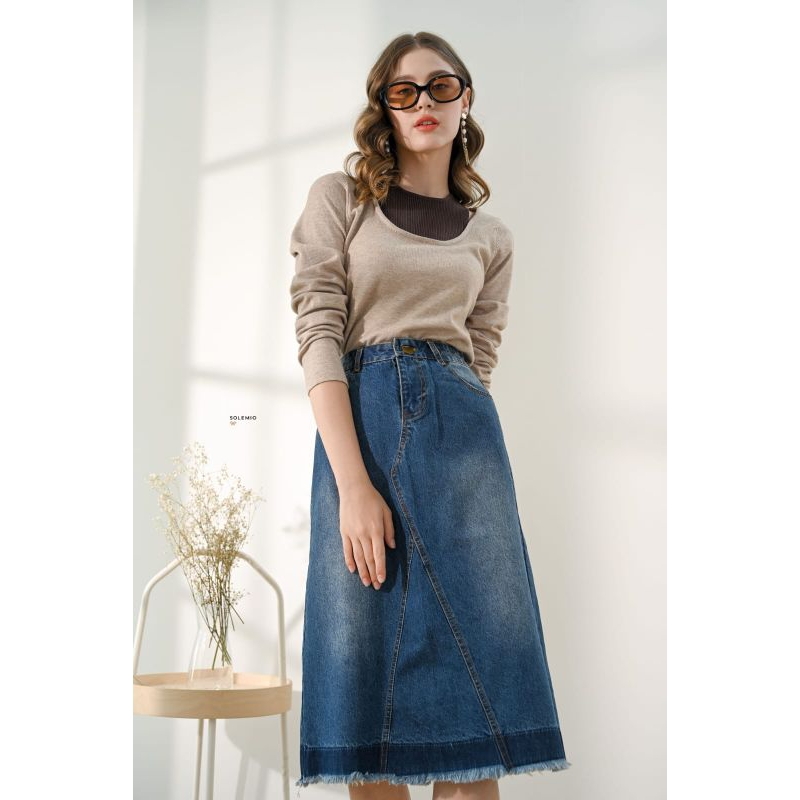B19323 ROK BAWAHAN DENIM JEANS SOLEMIO NEW ARRIVAL
