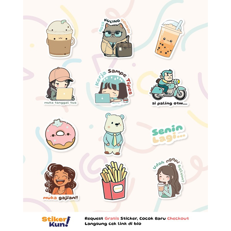 

STIKERKUN.ID CUTTING STICKER STIKER ANTI AIR EDISI KARYAWAN ( 12 PCS ) / STIKER CUSTOM JURNALING DEKORASI DIARI MURAH / CETAK STIKER SOUVENIR LUCU VIRAL STIKER AESTHETIC STIKER DINDING STIKER LUCU STIKER HELM