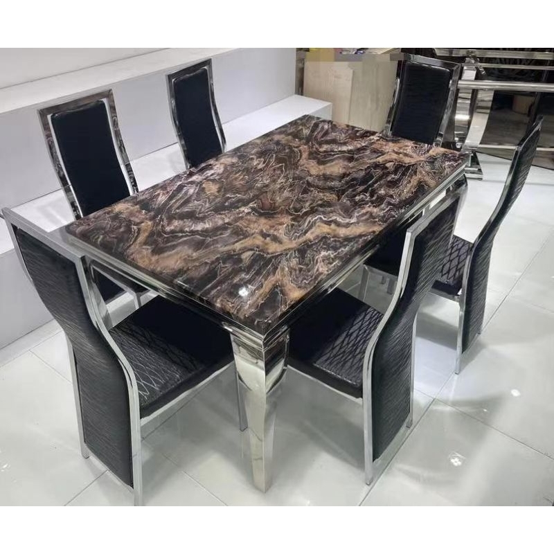 Meja makan bahan marmer kursi 6