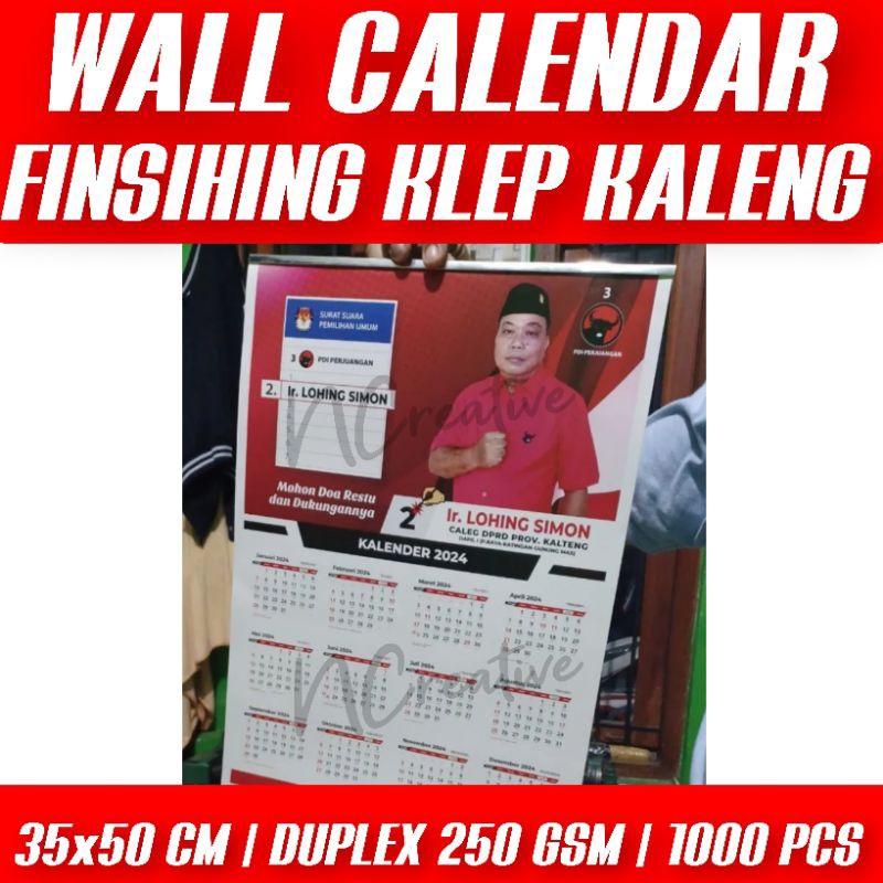 

1000 PCS CETAK KALENDER DINDING PARTAI 2025 CUSTOM DUPLEX 250GSM FINISHING KLEP KALENG MURAH BANDUNG