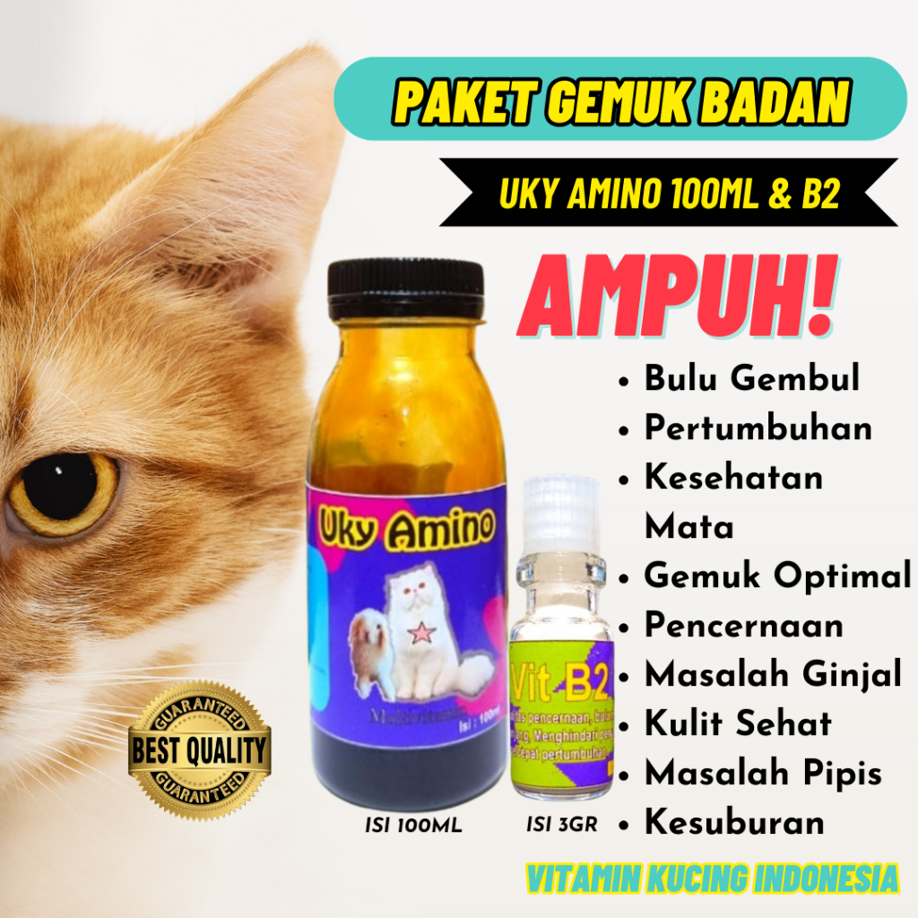Paket GEMUKIN & NAFSU Makan Obat Kucing Vitamin Kucing Indonesia Vitamin Gemuk Badan Kucing Bulu