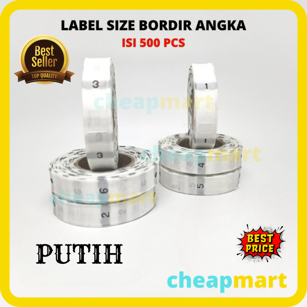 

[500-PCS] Label Size Bordir Angka / Label Ukuran Baju / Tag Ukuran Baju, Pakaian, Konveksi, Pita Woven Warna Putih