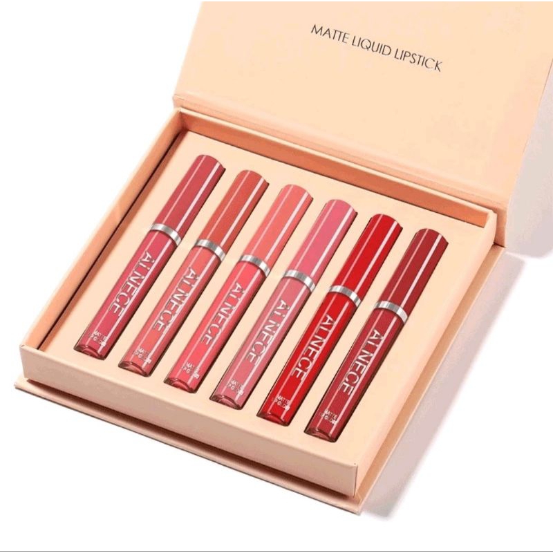 Alnece 6 set lipgloss Lipgloss Matte / Lipstip Lembut Tahan Lama