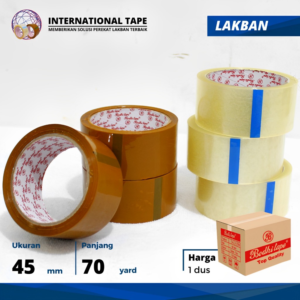 

Lakban OPP lakban BODHI " bening coklat 45mm x 70yard TAPE "PERDUS