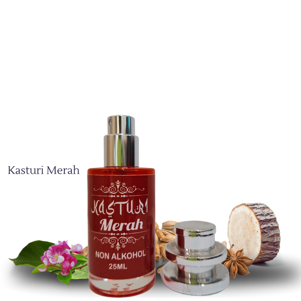 Parfum Kasturi Merah Non Alkohol Minyak Wangi Bibit Murni 25 ml Spray