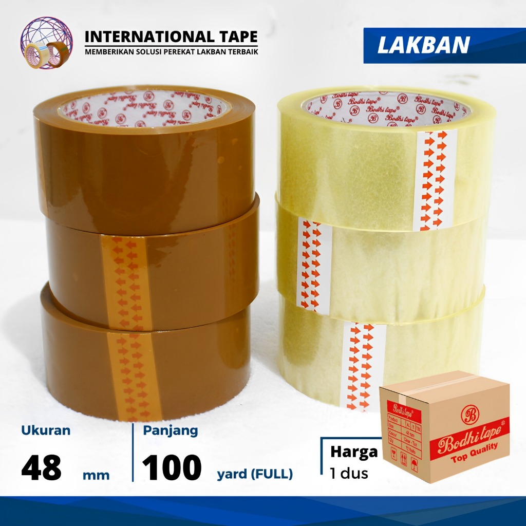 

LAKBAN BODHI TAPE BENING/COKLAT 48MM x 100YARD FULL (90mtr) "PER DUS