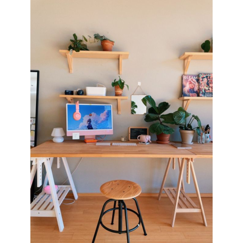 Floating Shelves, Rak Dinding, Rak Bracket Kayu Natural