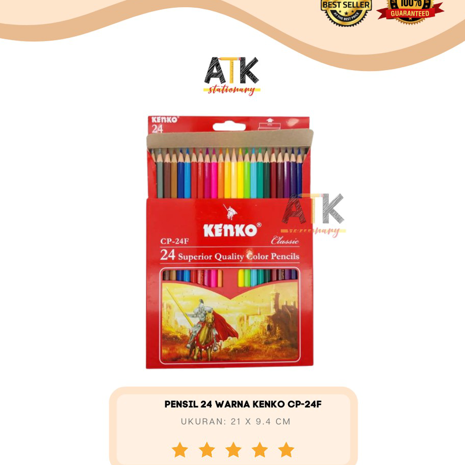 

➦✫✢ Pensil 24 Warna Kenko Panjang atk