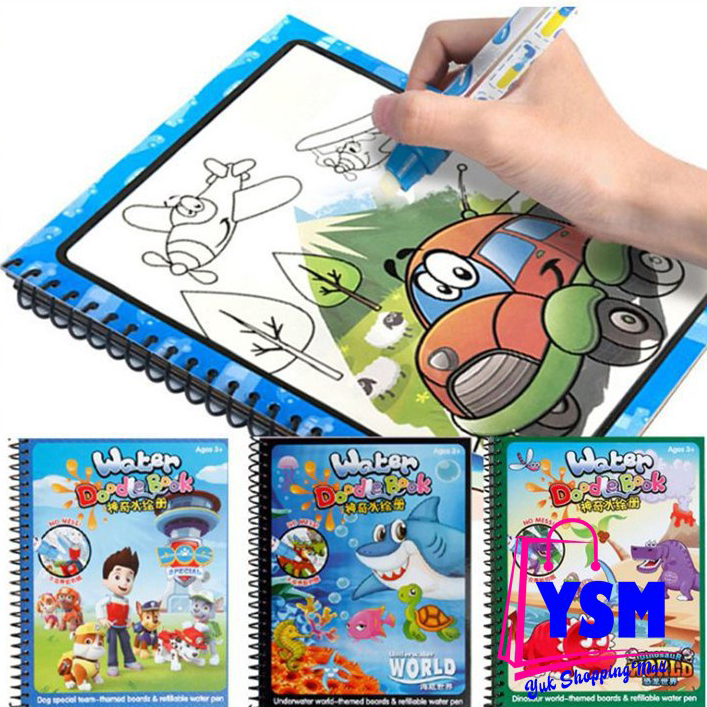 

☇✯✱ YSM WATER COLORING BOOK INVISIBLE INK BUKU GAMBAR MEWARNAI ANAK SPIDOL AIR Terbaru