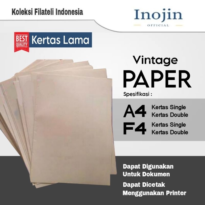 

5 LEMBAR Kertas Lama A4 F4 Single Dan Double Folio Polos Vintage Paper