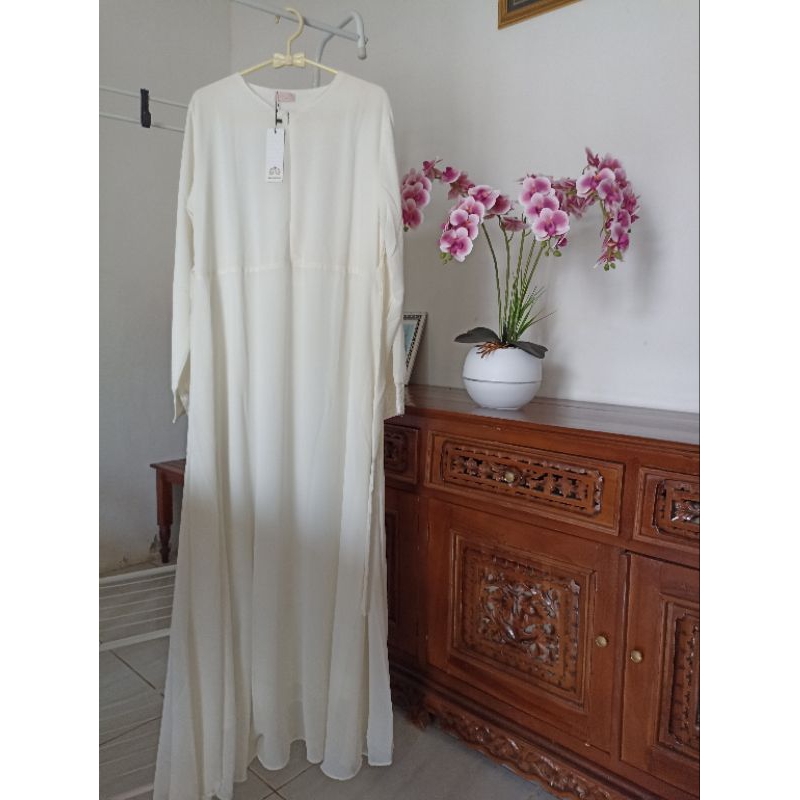 GAMIS KEYKHA 2 in 1 PUTIH OUTER+GAMIS+PASMINA