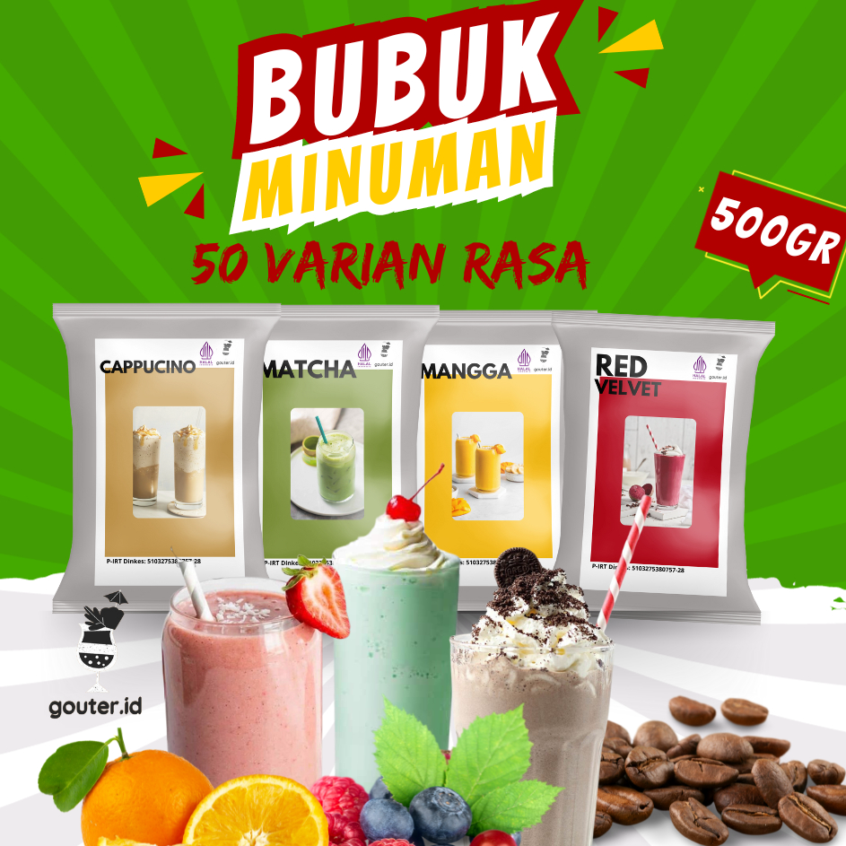 

★★★★★ BUBUK MINUMAN RASA 500GR / SERBUK MINUMAN ANEKA RASA / BUBUK MINUMAN KEKINIAN / MINUMAN INSTAN