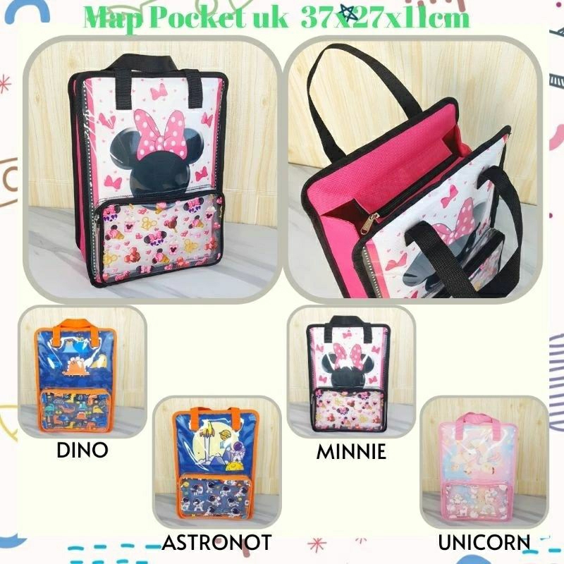 FOLDER BAG KARAKTER ANAK Tas Les Bimble  Anak Sekolah READY DATA BAG PRINT MAP POCKET KIDS