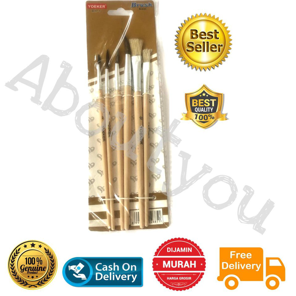 

Model Terkini KUAS lukis cat acrylic Kuas cat air Painting Brush SET 6 in 1 Produk Keren