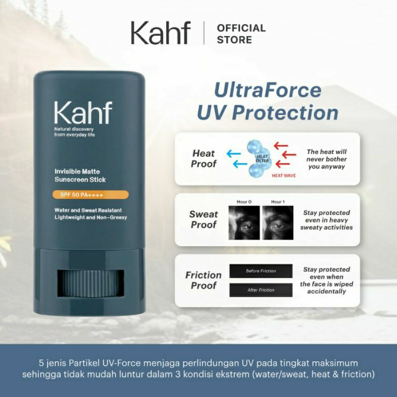 Sunscreen Stick 22 g Sunblock Wajah Kahf Invisible Matte UV Protection SPF 50 Sunblock Cowok Pria Pe