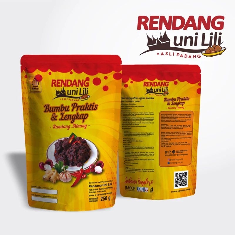 

Bumbu Rendang Instan TANPA TAMBAH SANTAN - Rendang uni lili Bumbu Rendang utk 500-700gr Daging Rendang Uni Lili BUMBU INSTAN
