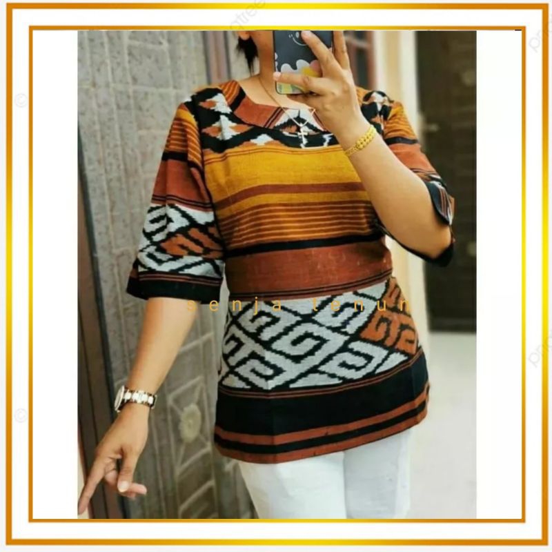 Blouse atasan tenun wanita/Baju kantor wanita tenun motif